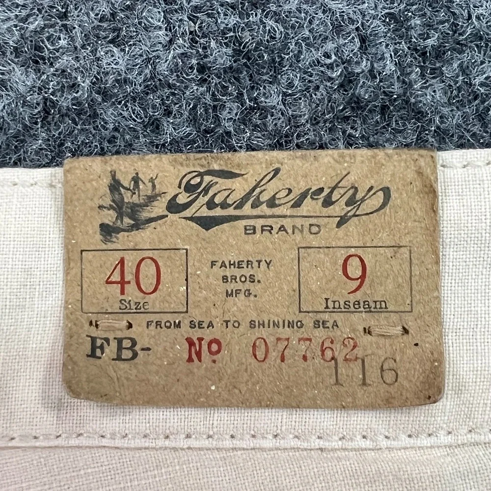 Faherty Shorts Mens 40 Khaki Malibu Chino Linen Cotton 9